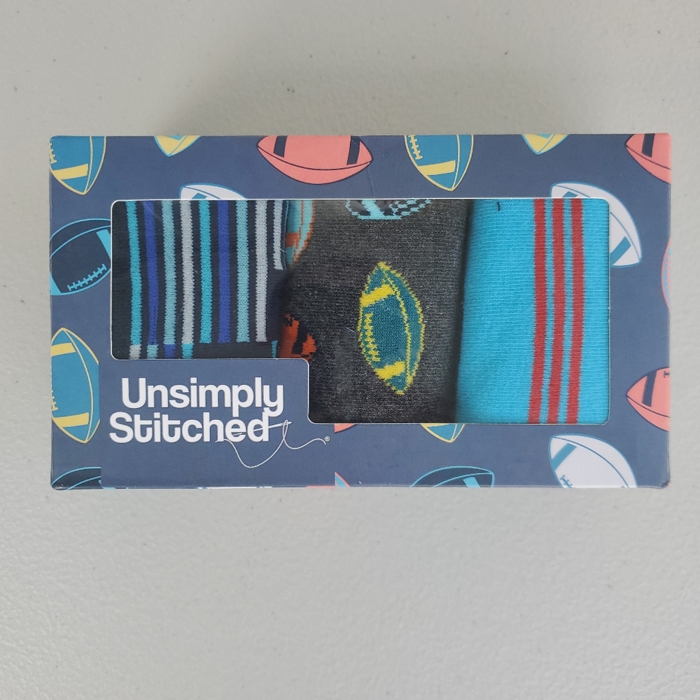 3-Pairs UNSIMPLY STITCHED Football Stripe Cotton S